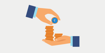 Fördermittel Euro-Münzen werden von einer Hand in die andere gereicht